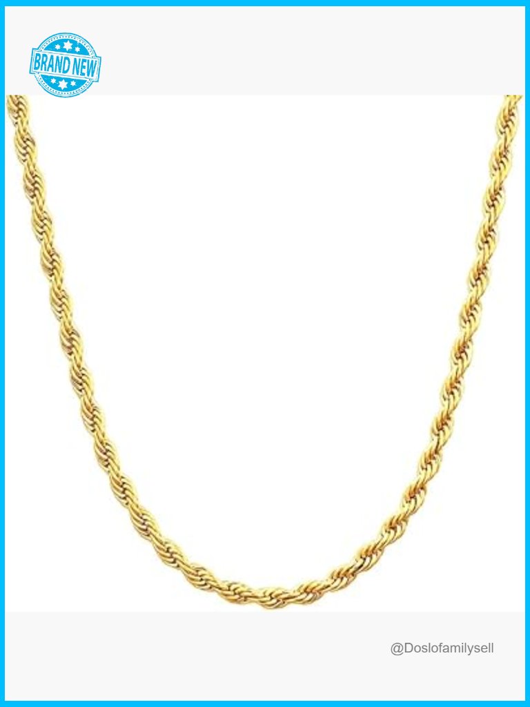 14k Solid Yellow Gold Twisted Rope Chain Necklace Classic Elegant Unisex